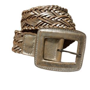 Simply Vera Vera Wang Braided Leather Belt Brushed Silver Metallic Size Large